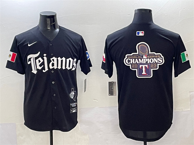 Men's Texas Rangers Team Big Logo Black Mexico 2025 Vapor Premier Limited Stitched Baseball Jersey Men's Texas Rangers Team Big Logo Black Mexico 2025 Vapor Premier Limited Stitched Baseball Jersey